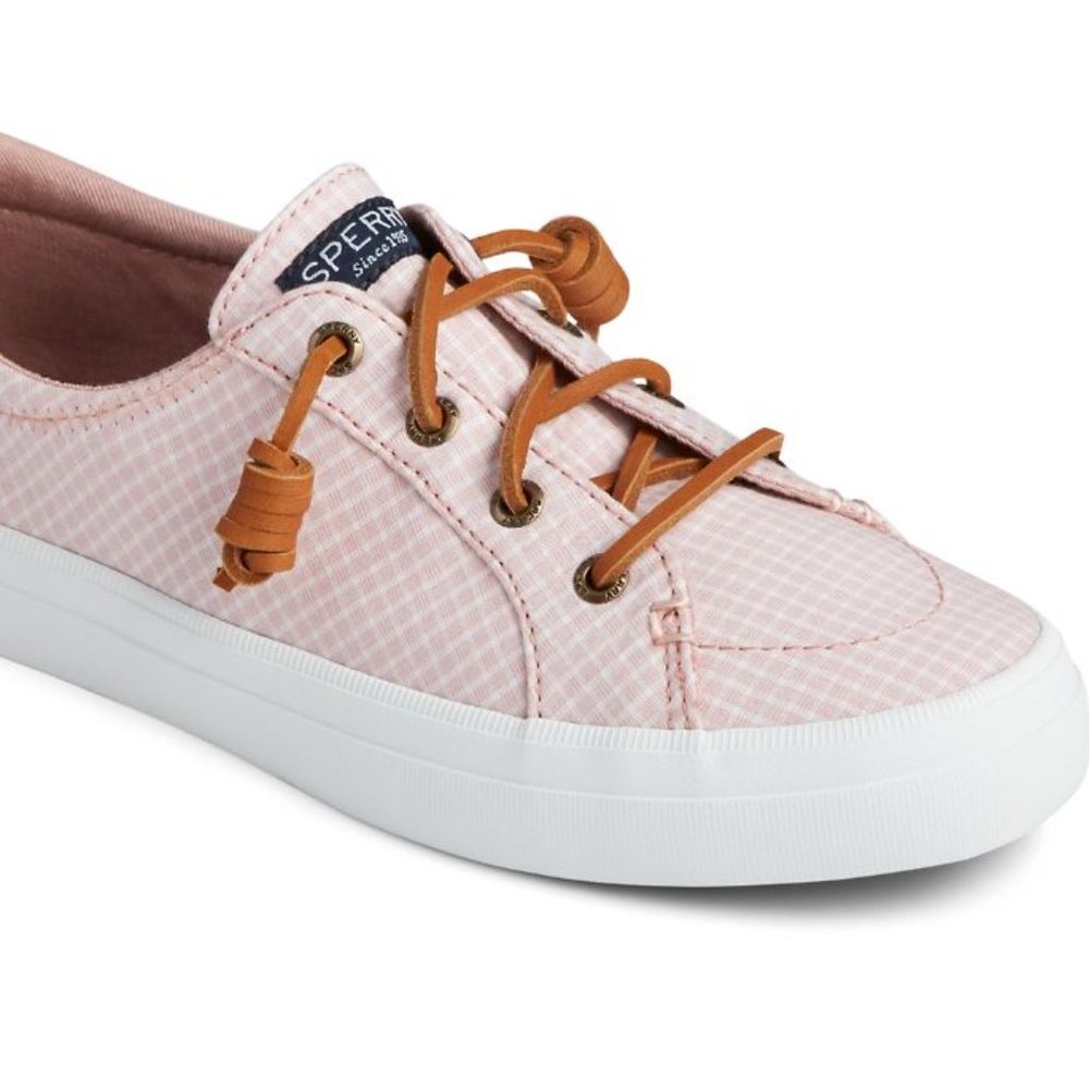 Sperry Crest Vibe Mini Check Sneaker Size 9 Coral/White